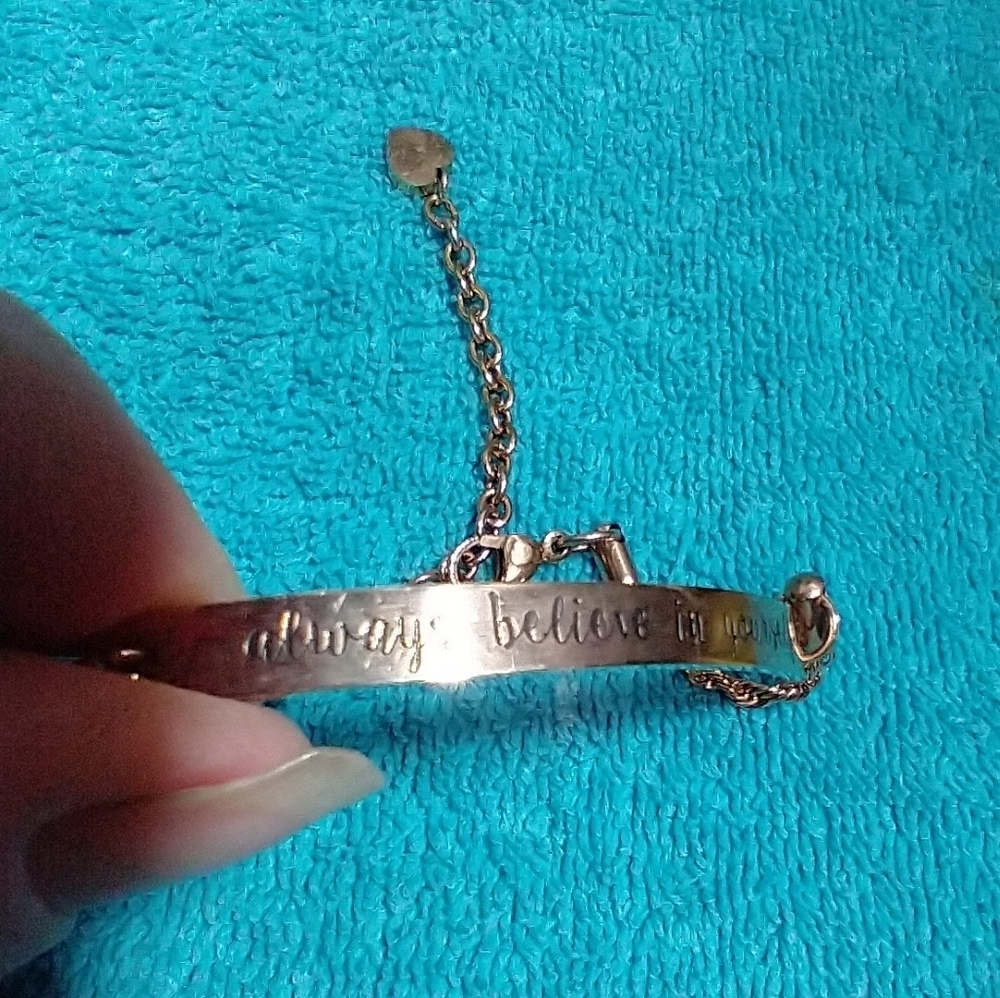 Goldtone Inspirational Chain Bar Bracelet Always Believe In Yourself Vintage